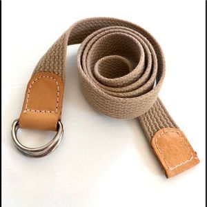NWT Real tan leather & jute belt 33”
